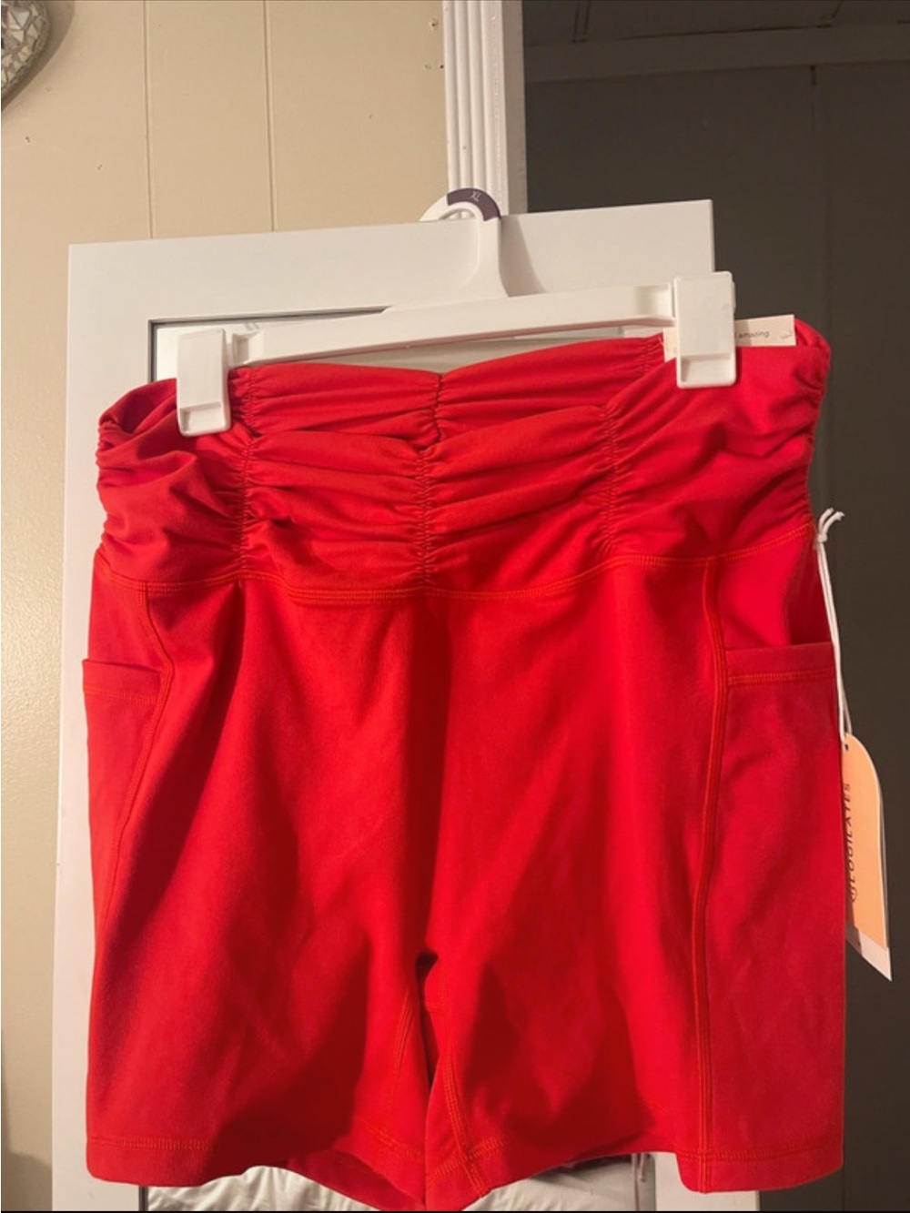 Target Red Ruched Waist Athletic Shorts
